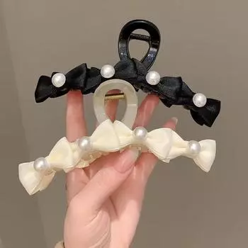 2 кусочка жемчужного атласного зажима для банта