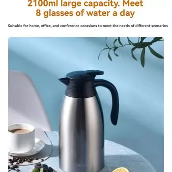 2 л бытовой чайник с изоляцией, термос из нержавеющей стали, термос с большой емкостью, внутренняя герметичная изоляция для воды 2L