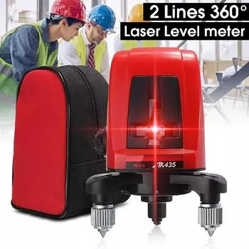 2-линейный 1-точечный лазерный уровень Автоматическое самовыравнивание 360 градусов Вертикальная горизонтальная перекрестная красная лазерная линия В помещении На улице Новый
