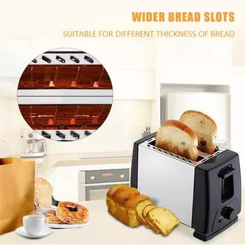 2 ломтика хлеба тостер автоматические тостеры для приготовления пищи быстрый нагрев нержавеющая сталь широкий слот 6 настроек тостов для хлеба бублик вафли us светло-серый