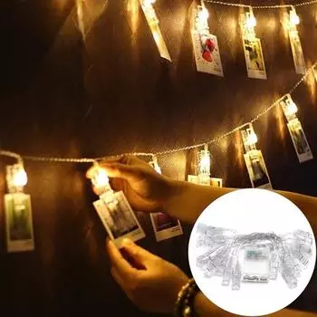 2 м 10 светодиодных фотоклипов, открыток, рождественских огней, украшения для вечеринки, лампы, подвески Warm White Light