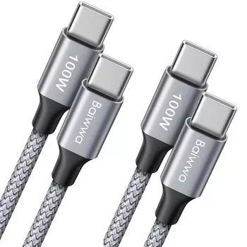 [2 м 2 USB C кабель 100 Вт PD совместимый 5A быстрая зарядка USB-C и высокая прочность iPhone 16 15 Pro Max, Galaxy S24 S23 S22 S21 S25 Ultra, MacBook