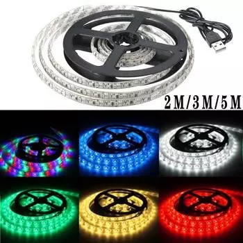 2 м/3 м/5 м SMD 3528 светодиодная USB гибкая лента для ТВ фоновое освещение IP65 рождественская декоративная лампа «сделай сам» 3 m синий