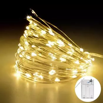 2 м/5 м светодиодная медная проволока сказочная гирлянда с питанием от аккумулятора Рождественская гирлянда новогодний декор