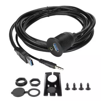 2 м Автомобильный кабель для скрытого монтажа USB 3.0 AUX DC 3,5 мм порт Автомобильный кабель для скрытого монтажа для автомобиля лодки мотоцикла