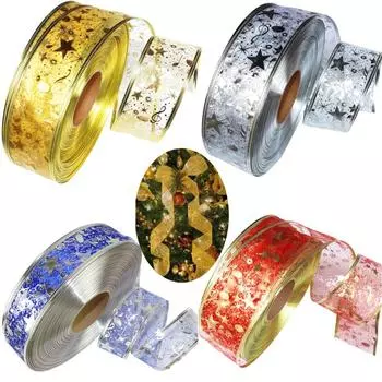 2 м бронзовая лента с принтом, пятиконечная звезда, украшение для рождественской елки для подарочной упаковки, поделки, рождественская елка, бантики, торты, открытки, декор 2M красный