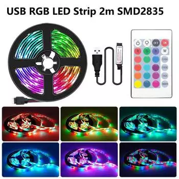2 м DC5V USB светодиодные ленты 2835 RGB светодиодные ленты светодиодные ленты лента ТВ фоновое освещение домашний декор комнаты лампа ИК-пульт дистанционного управления 2m USB LED Strip Set