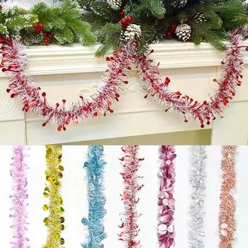 2 м фольгированная лента с мишурой, гирлянда для рождественских украшений, оберточная лента для рождественской елки, рождественские украшения, товары для новогоднего декора 01