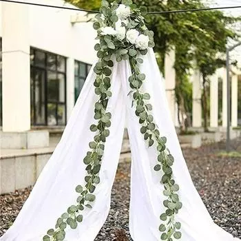 2 м искусственная эвкалиптовая гирлянда свадебное украшение арки искусственная эвкалиптовая лоза зеленая гирлянда ручной работы фоновое украшение столешницы 6.56ft