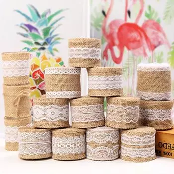 2 м/рулон джутовой ленты, джутовый рулон, аксессуары для шитья своими руками, натуральная джутовая ткань, подарочная упаковка, кружевная лента