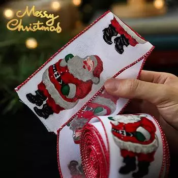 2 м/рулон лента для поделок, имитация пеньковой ленты, проволочная кромка, льняная лента для рождественских украшений, зеленая и красная клетчатая лента со снежинками 6.3cm