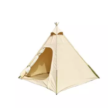 2 м семейная уличная хлопковая парусиновая кемпинговая трехсезонная водонепроницаемая палатка от муравьев с двойной дверью в форме пирамиды для 2-3 человек бежевый