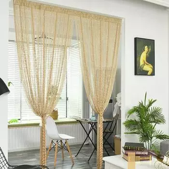 2 м x 1 м Дверная занавеска-струна с плоской ленточной нитью и мохнатыми кисточками, разделитель комнаты, домашний декор, занавеска с пайетками для дверного проема, дверные занавески-струны фиолетовый