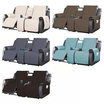 2-местный водонепроницаемый стеганый чехол для кресла-реклайнера с центральной консолью, чехол для хранения подлокотников, чехлы для диванов и стульев, противоскользящий коврик для животных синий