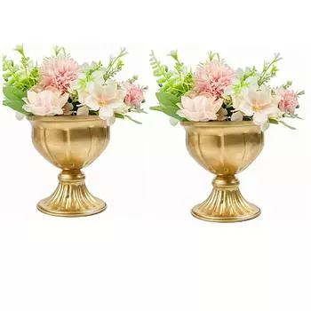 2 металлические вазы для свадебного центра, 5,24 дюйма высотой, декоративный центр для внутреннего стола в ресторане, небольшие кашпо, наружные кашпо для годовщины и дня рождения