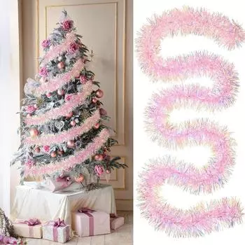 2-meter Christmas Decorative Ribbons With Golden Seven-color, Wool Stripes And Rainbow-colored Decorative Ribbons. One Size