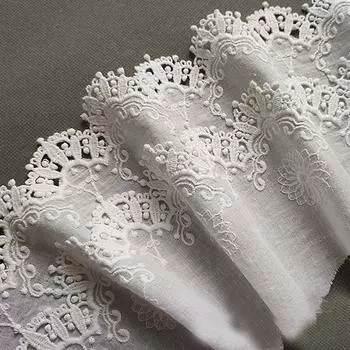2 метра/лот 14,5 см шириной Новая Лолита Хлопковая вышивка Одностороннее Волновое кружево Аксессуары Юбка Рукава Декорации Кружево 2Meters белый