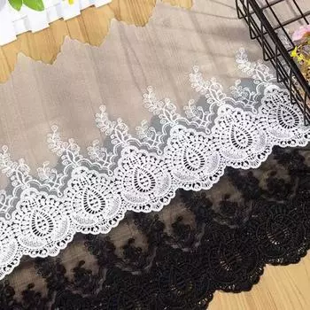2 метра/лот 19 см в ширину мягкая сетка кружевная отделка хлопок цветочная вышитая тюль кружево кукольное платье подол DIY ремесленный аксессуар белый