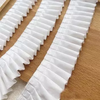 2 метра/лот 4 см шириной высококачественное белое двухслойное сложенное хлопковое кружево для одежды воротник/манжеты/юбка/кружевная отделка с оборками 2Meters белый