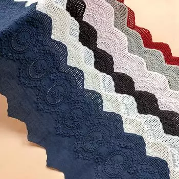 2 метра/лот, ширина 12 см, новый продукт, красочные кружевные хлопковые полые кружевные аксессуары с вышивкой, детская и женская одежда, кружево из хлопковой нити темно-синий