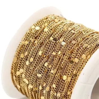 2 метра нержавеющая сталь цвета: золотистый, серебряный плоский диск, бордюрные цепи для ожерелья, браслета, изготовления браслетов, оптовая фурнитура для ювелирных изделий