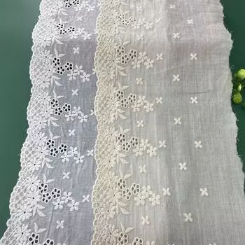 2 метра/партия 16,5 см/6,49 бежевый/грязно-белый изысканный вышитый хлопковый материал с кружевной отделкой для шитья в стиле пэчворк покинуть белый