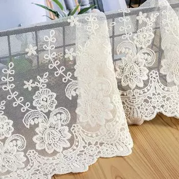 2 метра/партия Высококачественная вышитая цветочная кружевная отделка из хлопковой цветочной сетки с вышивкой кружевная аппликация бежевый/белый/черный белый