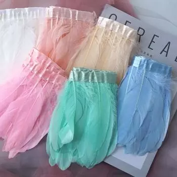 2 метра/полоса, красочная жесткая плавающая ткань с перьями, края ткани из гусиных перьев, полоска ткани «сделай сам», перо, цветок, сценический костюм, шаль, украшение в виде крыльев 2M розовый