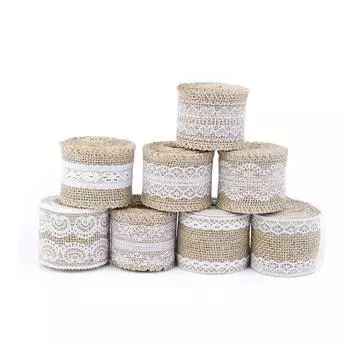 2 метра/рулон джутовой мешковины гессиан кружевная лента белая кружевная отделка края праздничный декор