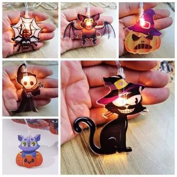 2 метра светодиодные гирлянды на Хэллоуин тыква призрачная атмосфера лампа забавный светильник на Хэллоуин декор для дома StyleA 2Meters 10Lights