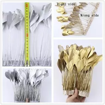 2 метра, золотистая, серебряная, гусиная бахрома с отделкой из гусиных перьев, украшение для свадебной вечеринки, высокое качество, лента с гусиными шлейфами, праздничная одежда своими руками 15-20cm 6-8inches