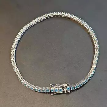 2 мм циркон 925 стерлингового серебра теннисный браслет индивидуальный модный ювелирный браслет синий