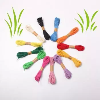 2 мм цветная пеньковая веревка, экологически чистая окрашенная пеньковая веревка, декоративная веревка ручной работы, веревка для упаковки подарков, длина 10 метров 12 pcs