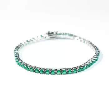 2 мм круглый браслет из стерлингового серебра 925 пробы с кубическим цирконием, модные ювелирные изделия, браслеты на заказ 16 зелёный