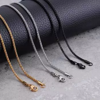 2 мм попкорн цепи ожерелье золото / черный нержавеющая сталь чокер шея модные украшения 50cm 19.6inch золотой