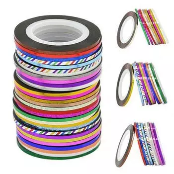 2 мм расширенная полосатая лента, наклейка для дизайна ногтей, УФ-гель, рулоны, 20 м, 10 цветов
