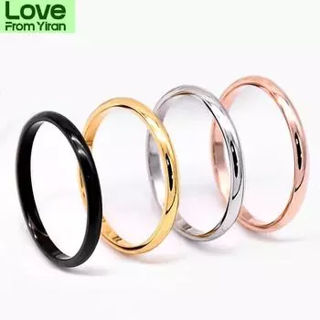 2 мм тонкое кольцо из нержавеющей стали розовое золото черное для женщин и мужчин минималистичное кольцо ювелирные изделия вечеринка простой модный подарок размер от 3 до 10 5