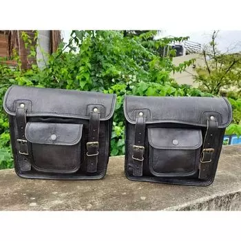 2 винтажные сумки для хранения мотоциклетных кожаных седельных кофров 9 x 11 x 3 in чёрный