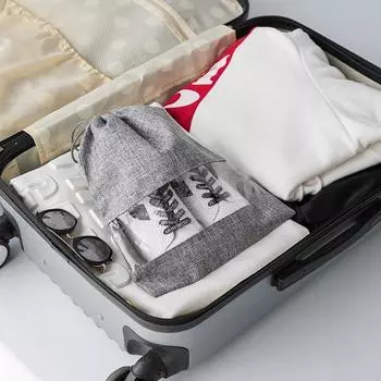 2 моющиеся льняные сумки для обуви, сумки для хранения, дорожные сумки, портативные сумки на шнурке S бежевый