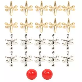 2 набора ретро металлических домкратов и игра в мяч с 2 прыгающими мячами Классическая игра в домкраты для вечеринки