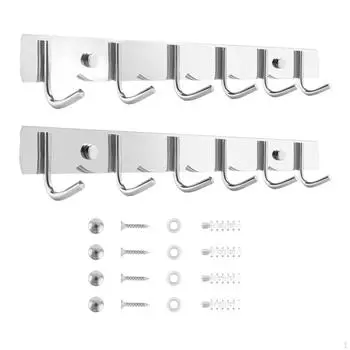 2 настенных крючка 6 для подвешивания одежды, вешалки, нержавеющая сталь, настенные вешалки для одежды