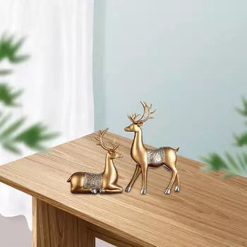 2 оленя Статуэтки Скульптуры Поделки Фигурки из смолы Декор Любовные фигурки Украшения для офиса Дома белый