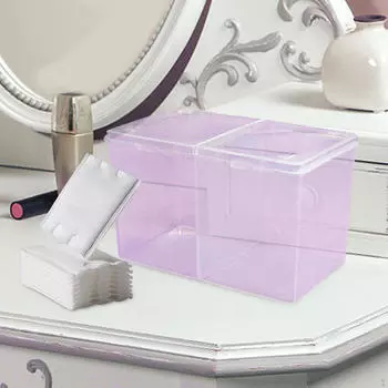 2 отделения, держатель для ватных шариков, контейнер для хранения, портативный органайзер для подушечек для макияжа фиолетовый