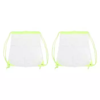 2 Pack Clear Drawstring Bag PVC See Through Portable Transparent Backpack for Travel Outdor Activiti