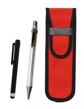 2 Pack Cloth Pencil Case Red Metal Touch Bar Black and All Metal Sturdy Straight Knock Ballpoint Pen Set NK02R-ALB-M11B-2