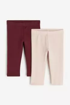 2-pack cotton leggings with brushed inside