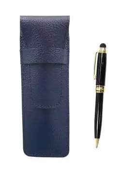2 Pack Grained Leather Pencil Case Blue Smartphone Touch Metal Mini Retro Rotating Ballpoint Pen Set SASL-TK66A-2