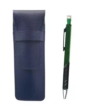 2 Pack Grained Leather Pencil Case Blue Metal Color Mechanical Pencil Green SASL-SI2067SP-G-2
