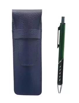 2 pack grained leather pencil case blue metal color ballpoint pen green SASL-SI2067BP-G-2