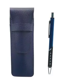 2 pack grained leather pencil case blue metal color ballpoint pen blue SASL-SI2067BP-L-2